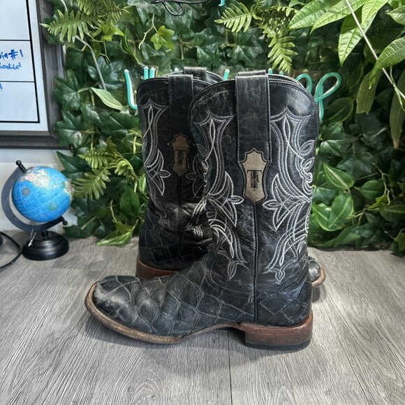 Tanner Mark Boots Mens TM205539 Print Fish Black Top Made in Mexico Size 9.5 - Picture 8 of 10